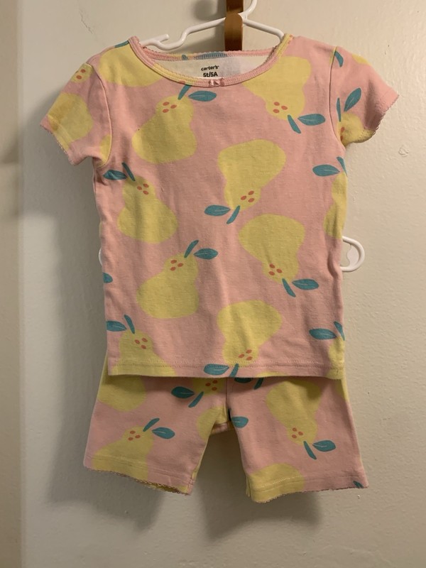 Carter's Girls 2pc Short Sleeve Shorts Pajama Set Fruit Print Pink 5T/5A