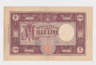 REGNO D'ITALIA 1000 Lire grande M BI RARA Decreto 11.08.1943 Banconota