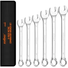 HORUSDY Large Wrench Set with Rolling Pouch Metric 6-Piece Chrome Vanadium Steel
