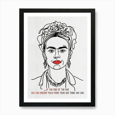 Frida Linienzeichnung Portrait Kunst Pri gerahmtes Wandbild Poster Leinwanddruck Bild