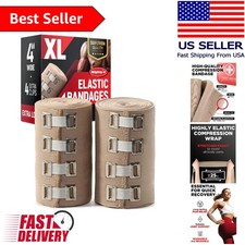 4" Wide Compression Bandage Wrap - Extra Long 9ft for Quick Recovery - 2 Pack