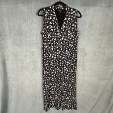 J Jill Dress Womens Medium Black Floral Sleeveless Stretch Wearever Collection