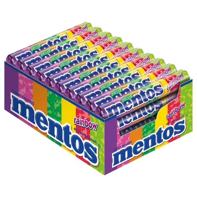 Mentos Rainbow Chewy Candy Rolls 40 Packs 37g Each Bulk Box