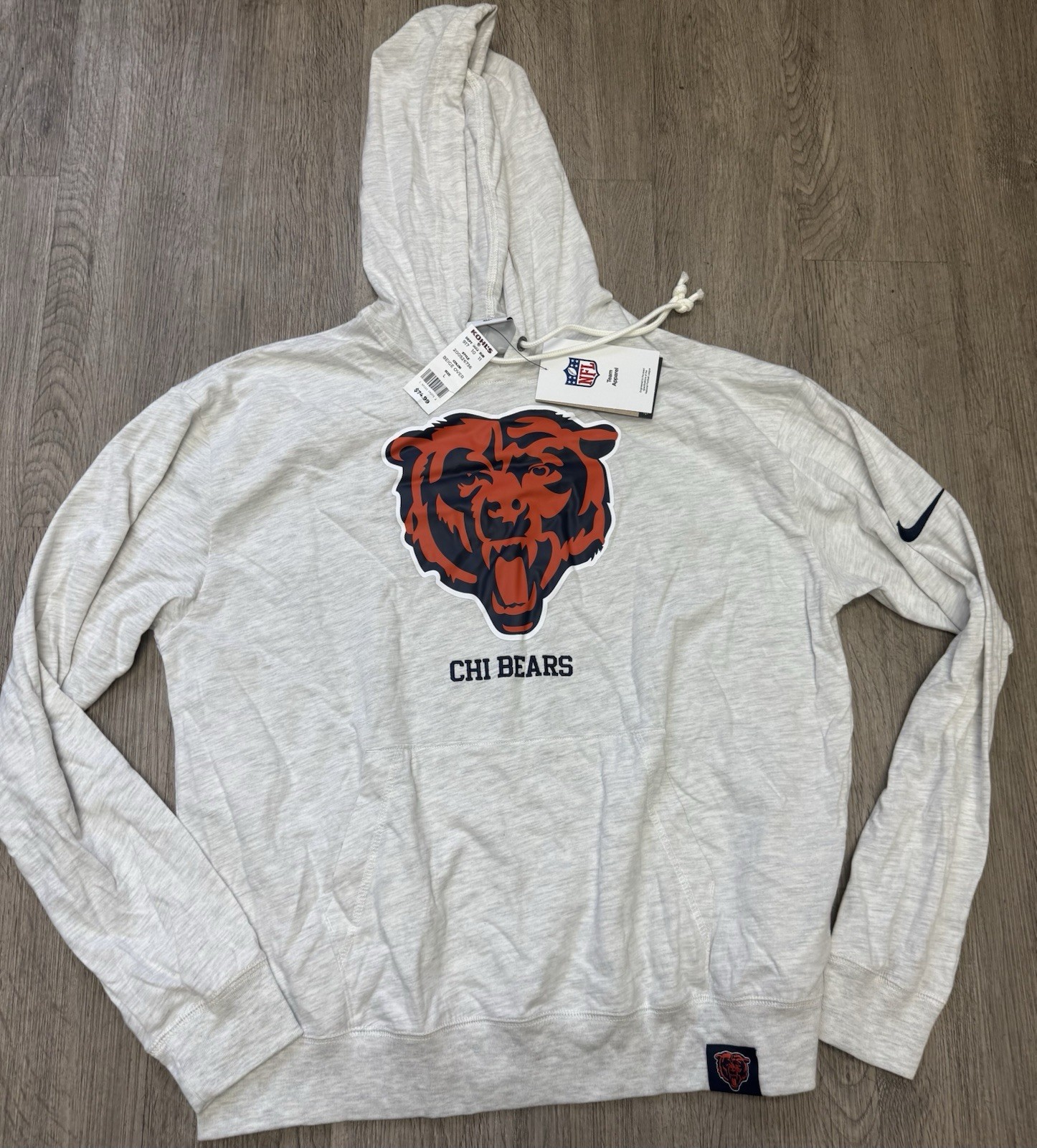 Women's Chicago Bears Nike Cream Gym Vintage Logo Pullover Hoodie NWT L