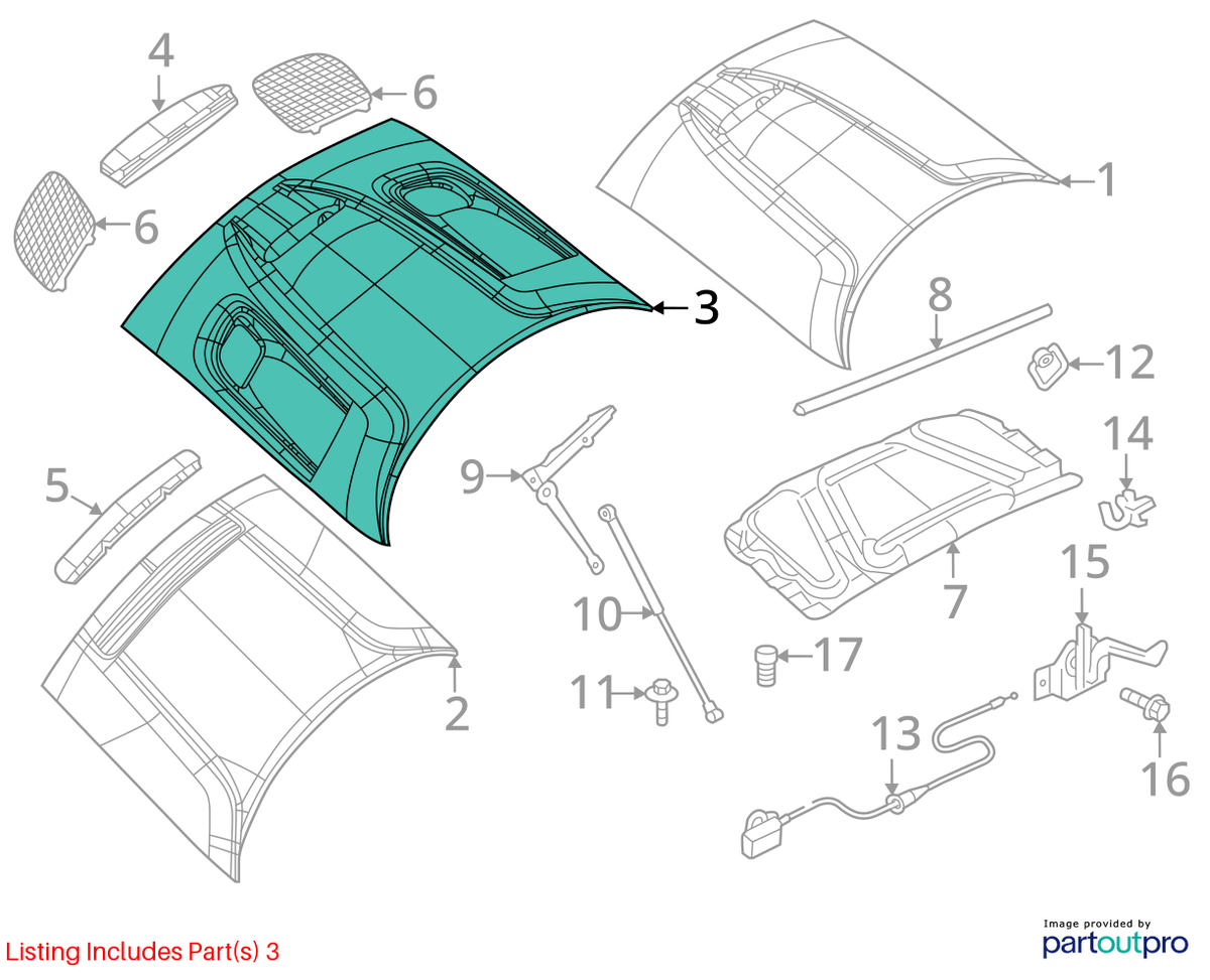 2015-2023 Dodge Challenger Hellcat R/T Scat Pack Hood White 2757