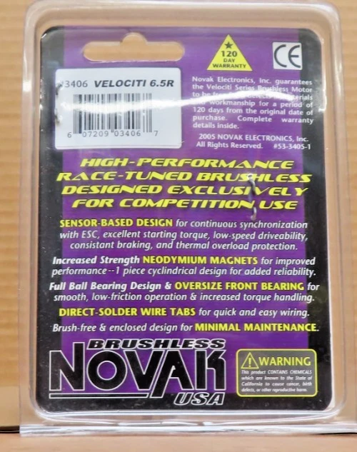 RC Vintage Novak #3406GTB ESC And Velociti 6.5r Motor Racing Brushless (SEALED) - Image 2 of 2