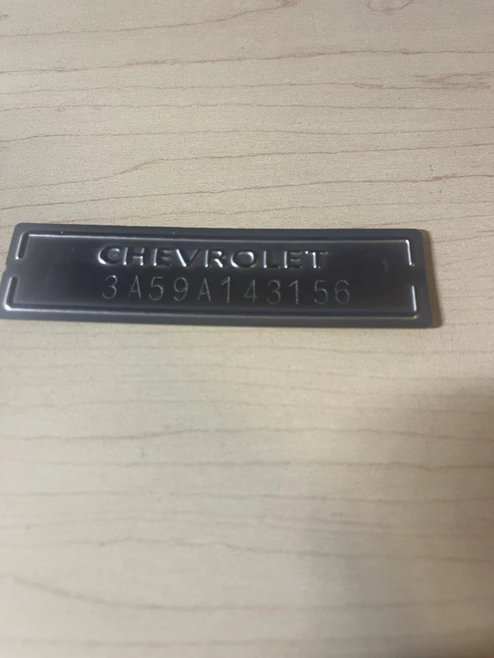 CHEVY CHEVROLET DOOR DASH TAG DATA SERIAL NUMBER PLATE *Stamped w/ Your Number* - Image 2 of 4