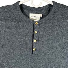 Goodfellow  Co Mens Dark Gray Waffle Knit Henley Long Sleeve Shirt Medium