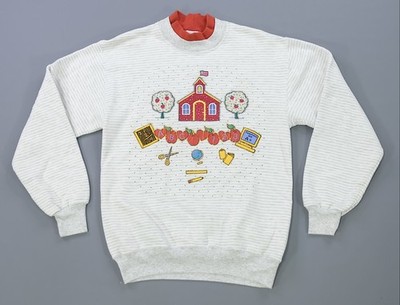 Rare Vintage CRACKER BARREL Teacher School Ribbed Neck Sweatshirt 90s Women s M