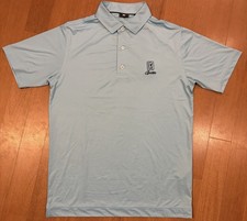 Footjoy Polo Shirt Mens Medium Blue Flex Performance Stretch Golf TPC Boston EUC