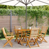 GartenstüHle 4Er Set Klappbar Massivholz Akazie Beige Terrasse Balkon