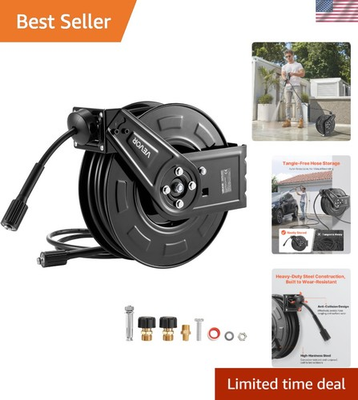 #ad Steel Pressure Washer Hose Reel 60 Ft x 1 4 inch Hassle Free Storage $180.44