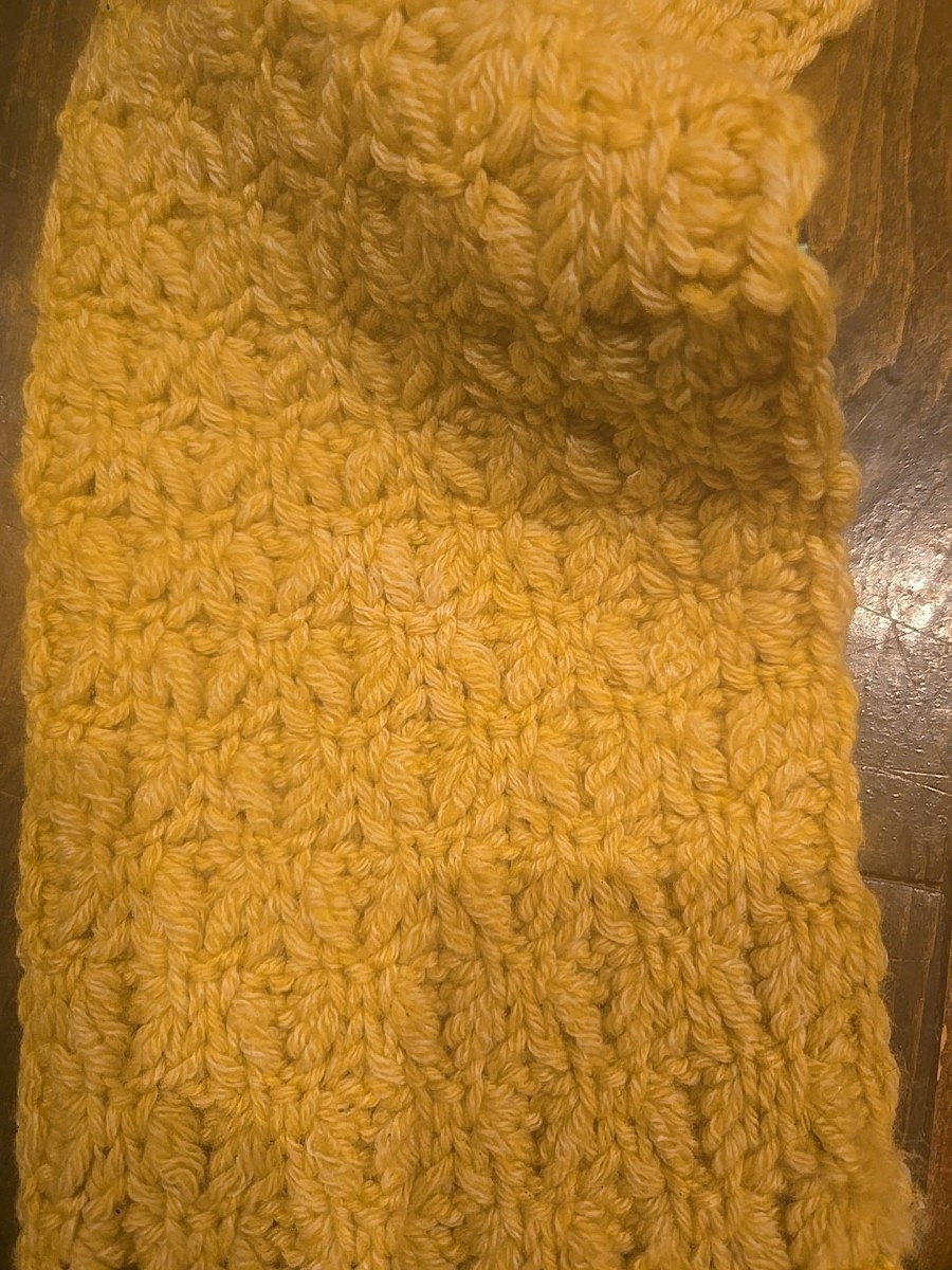 Verloop Reversible Infinity Scarf Wool Blend Knit & Silk Floral Loop Mustard View 6