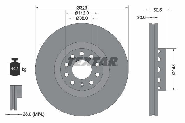 Textar Bremsscheiben Textar Pro Ø 323Mm AußEnbelüFtet Beschichtet FüR Vag 921221-image
