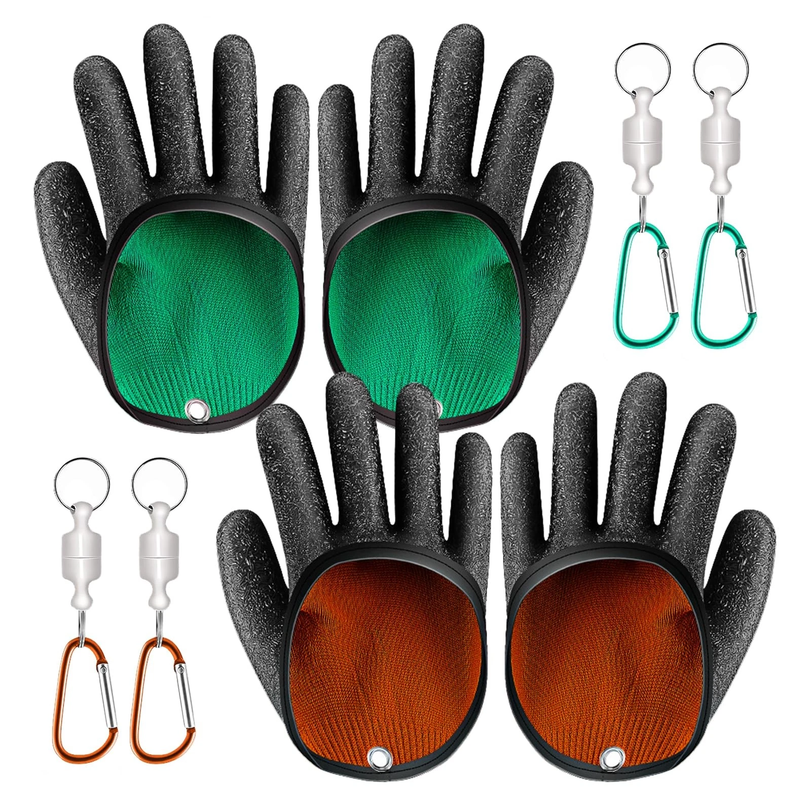 2 Pairs Fishing Gloves Premium Set Waterproof Landing Gloves Pike with Mag...