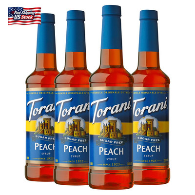 Torani Sugar Free Peach Flavored Drink Syrup, 25.4 Fl Oz (Pack of 4)