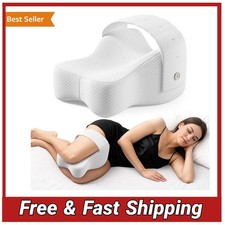 Memory Foam Knee Pillow for Side Sleepers Sciatica Back Hip Pain Relief Leg Stra