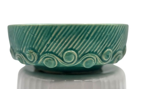 McCoy MCM Green Bulb Planter Ceramic Textured Swirl & Stripe Design Ceramic 7"D