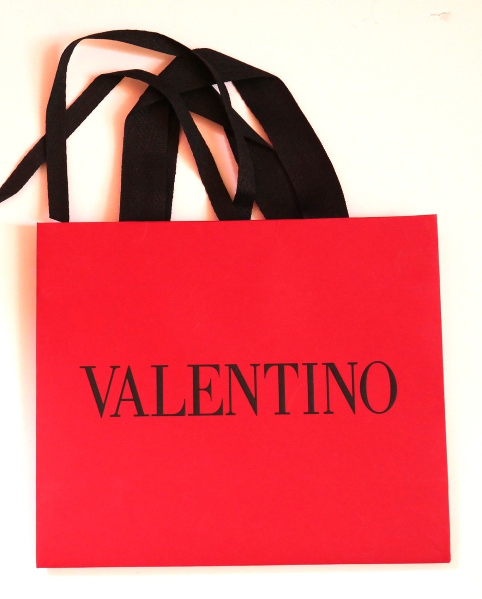 VALENTINO AUTHENTIC RED PAPER SHOPPING GIFT BAG MED 16 x 13 x 5.5