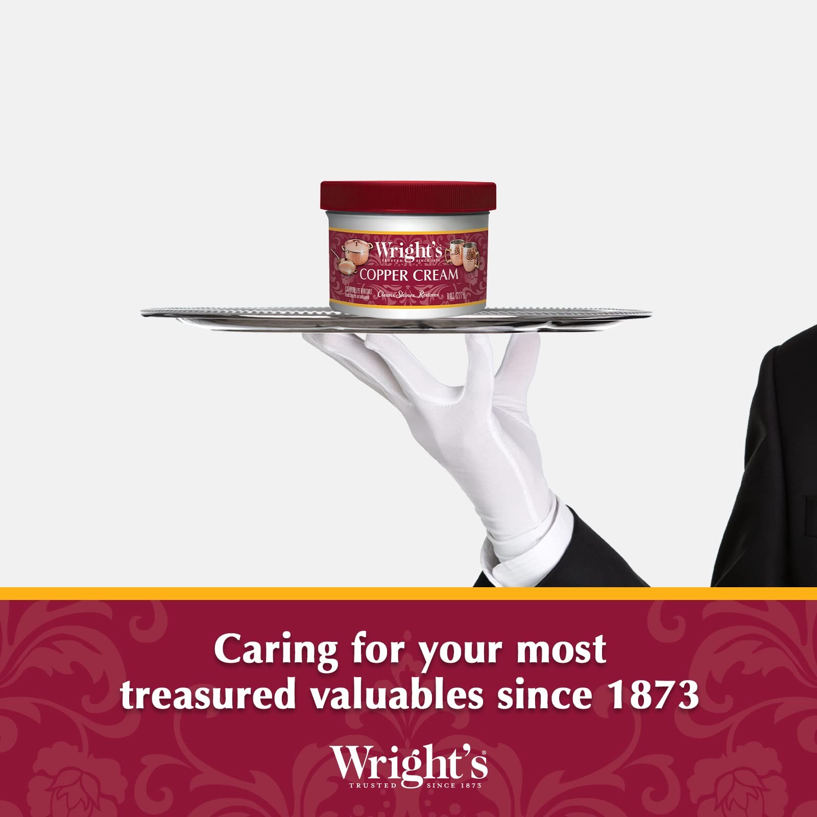 Copper, Brass Cream Cleaner - 8 Ounce - Gently Cleans and Removes Tarnish Wit...