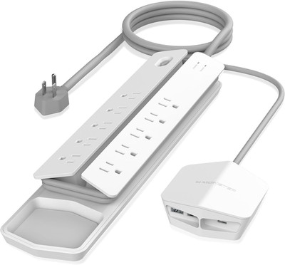 Power Center Vertex XL Surge Protector with Detachable USB Power Strip with 10 A