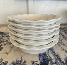 Malacasa Porcelain White 6.5" Pie Quiche Pot Pie Bowls Ruffled Edges Set of 6