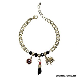 Authentic 14K Gold Plated Evil Eye Azabache Bracelet Amuleto Mal De Ojo Azabache Pulsera