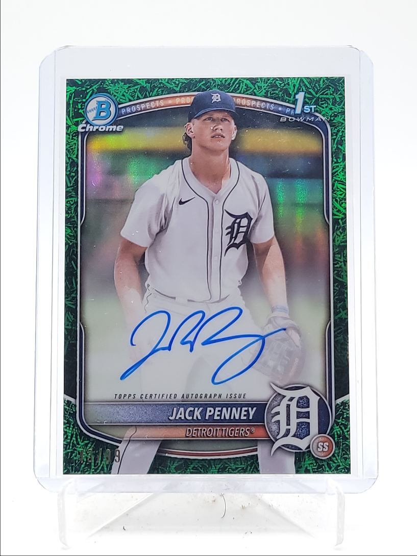 JACK PENNEY 2025 BOWMAN CHROME 1ST GREEN GRASS REFRACTOR AUTO /99 Q5884