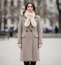 Faux Fur Soft Comfy Beige Scarf Double Pull Through Scarf-Perfect Gift