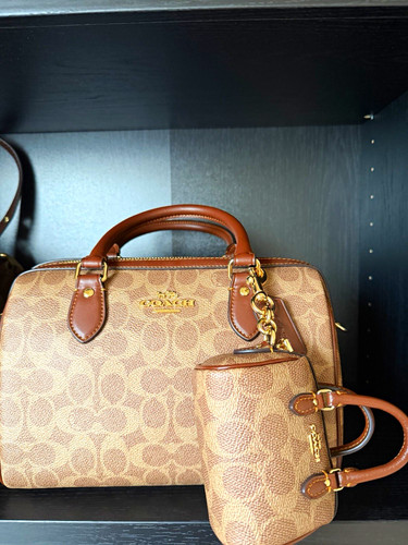 Coach Medium Rowan with matching Mini Rowan Bag Charm in Signature Canvas
