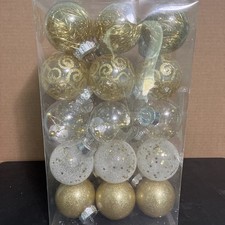 30 Ct. Clear and Gold 2 1/4  Christmas Ball Ornaments