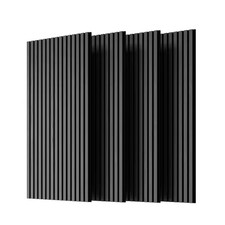 4-Pieces Gray Wood Panel Slat Acoustic Panels for Wall and Ceiling with 3-Sides