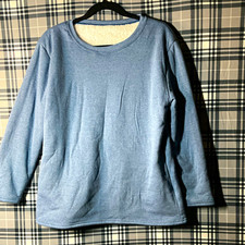 Men s Blue Fleece Lined Pullover Crewneck Sweatshirt Long Sleeve 4XL.P10