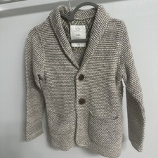 Zara Knit Beige Dress Jacket Blazer Long Sleeve, Boys Kids 7 Yrs