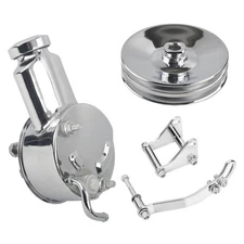 Saginaw Power Steering Pump & 2 Groove Pulley + Bracket Kit For SBC Chevy 350