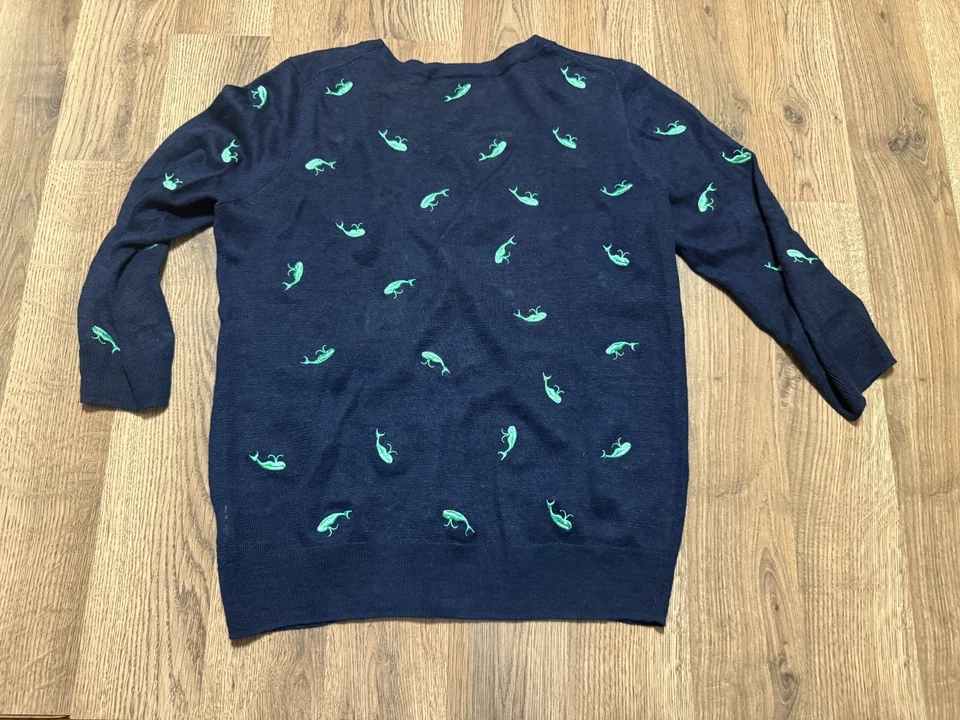 J. Suéter Crew, Para Mujer Talla XS, Azul Verde, Cuello Redondo, Bordado Lino Ballena Foto 2 de 4