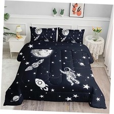 Kids Comforter Set Astronaut Printed Pattern Full 80x90inches Space Rocket