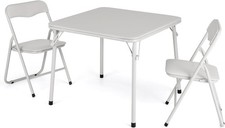 GarveeHome Folding Card Table and Chair Set of 3, Two chairs, Beige