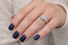Vintage Faux Turquoise Fashion Ring, Silver-t...