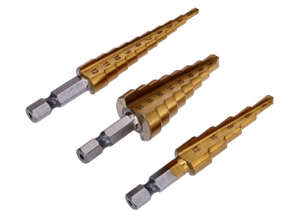 Stufenbohrer Hss Titanbeschichtet 3-20Mm 3-Teilig-image
