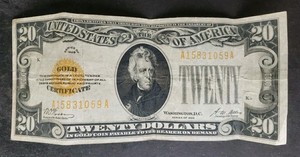 1928 $20 United States Gold Certificate Small Note