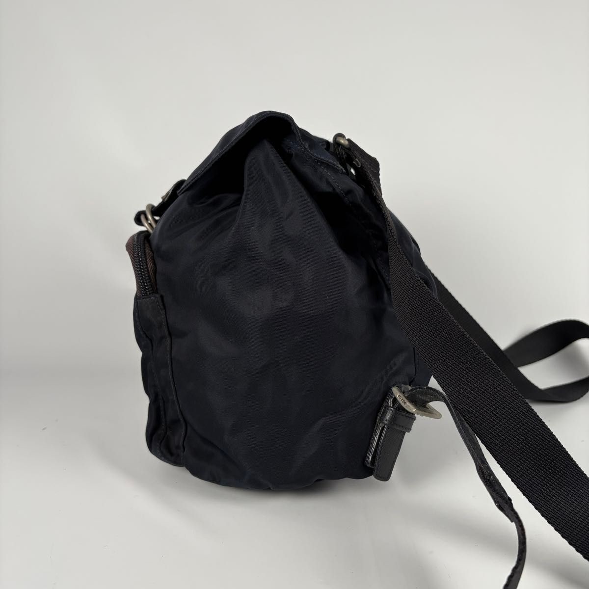 PRADA backpack tessuto nylon triangular logo navy… - image 7