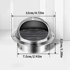 Stainless Steel Exterior Wall Air Vent Grille Round Ducting Ventilation Cover