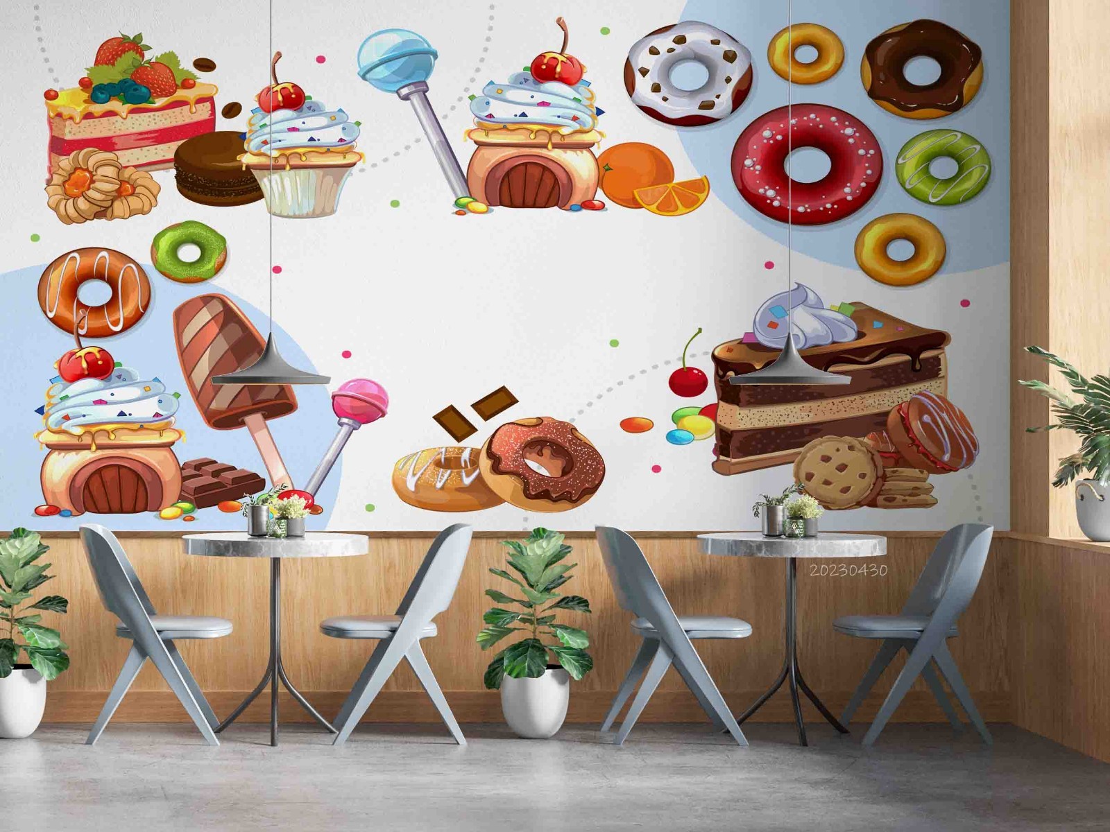 3D Desserts Food Illustration Wall Murals Wallpaper Murals Wall Sticker 2