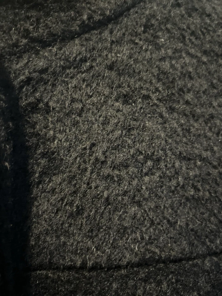 Abrigo Largo Half Moon Mezcla Lana Alpaca Bouclé Cuello Soporte Negro Forrado Cupro Talla S Foto 2 de 4