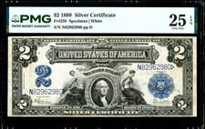 VF25 &ldquo;EPQ&rdquo; 1899 US Large Size $2 Dollar Silver Certificate Note PMG VF25 EPQ