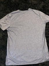 Gray  / blue Crew Neck Solid Short Sleeve T-S...