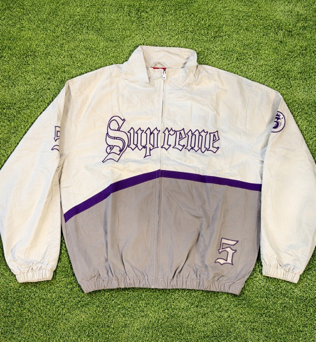 Supreme Old English Track Jacket Medium White Free Shipping | eBay