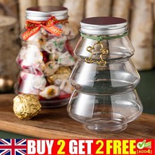 Christmas Candy Jar Clear Tree Shaped Jars for Sweet Candy Treats Cookie Gifts ~