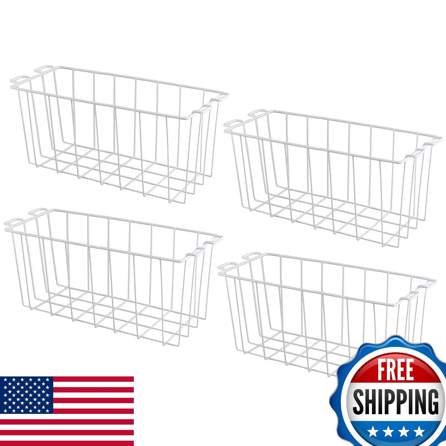 Orgneas 16.5" Chest Freezer Baskets Organizer Bins Deep Freezer Storage (4-Pack)